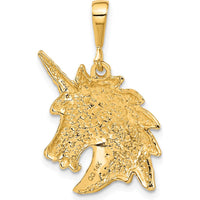 14K Yellow Gold Unicorn Head Charm with Diamond-Cut Texture by Oro Pregiato