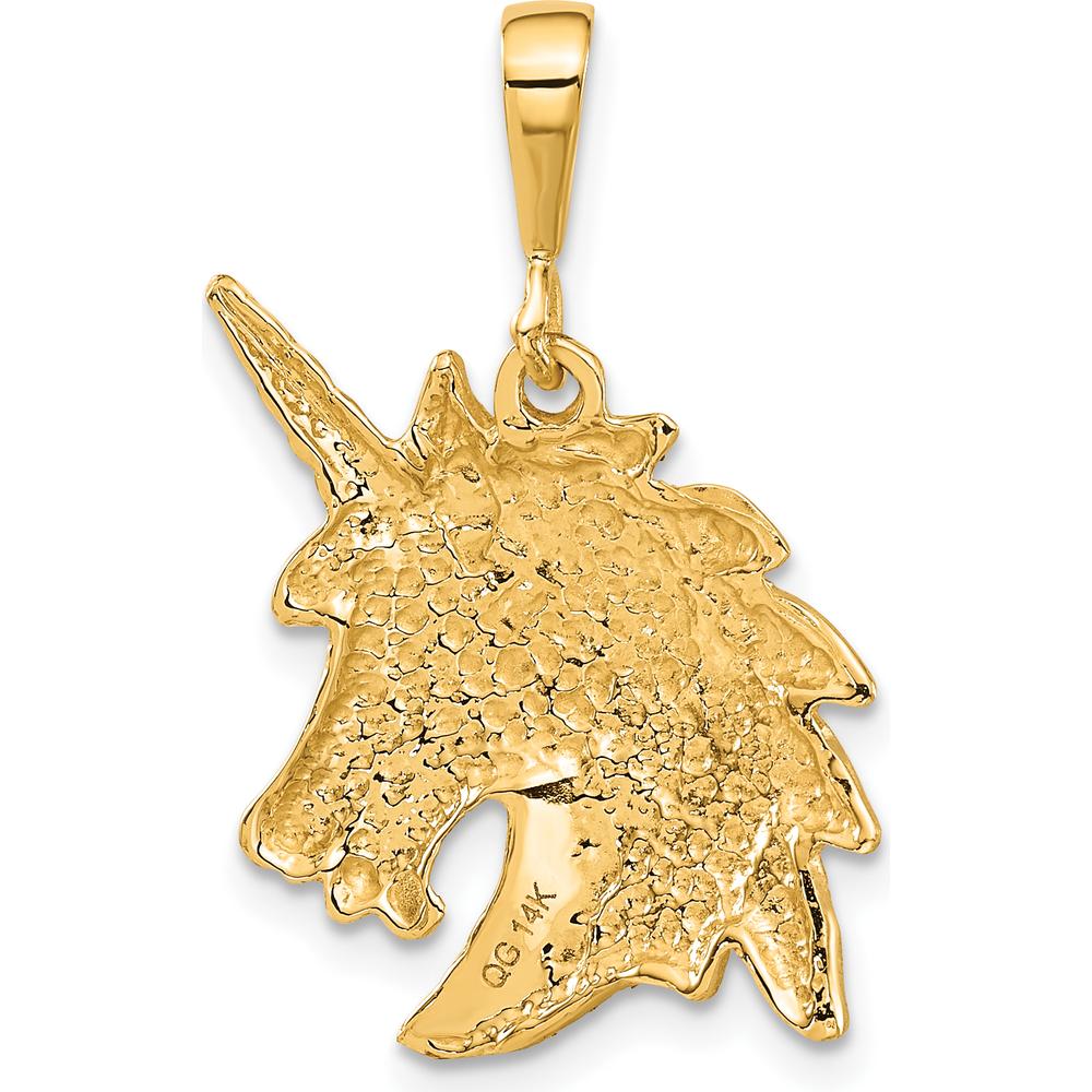 14K Yellow Gold Unicorn Head Charm with Diamond-Cut Texture by Oro Pregiato