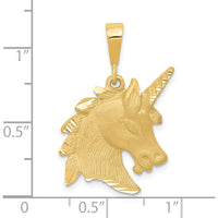 14K Yellow Gold Unicorn Head Charm with Diamond-Cut Texture by Oro Pregiato
