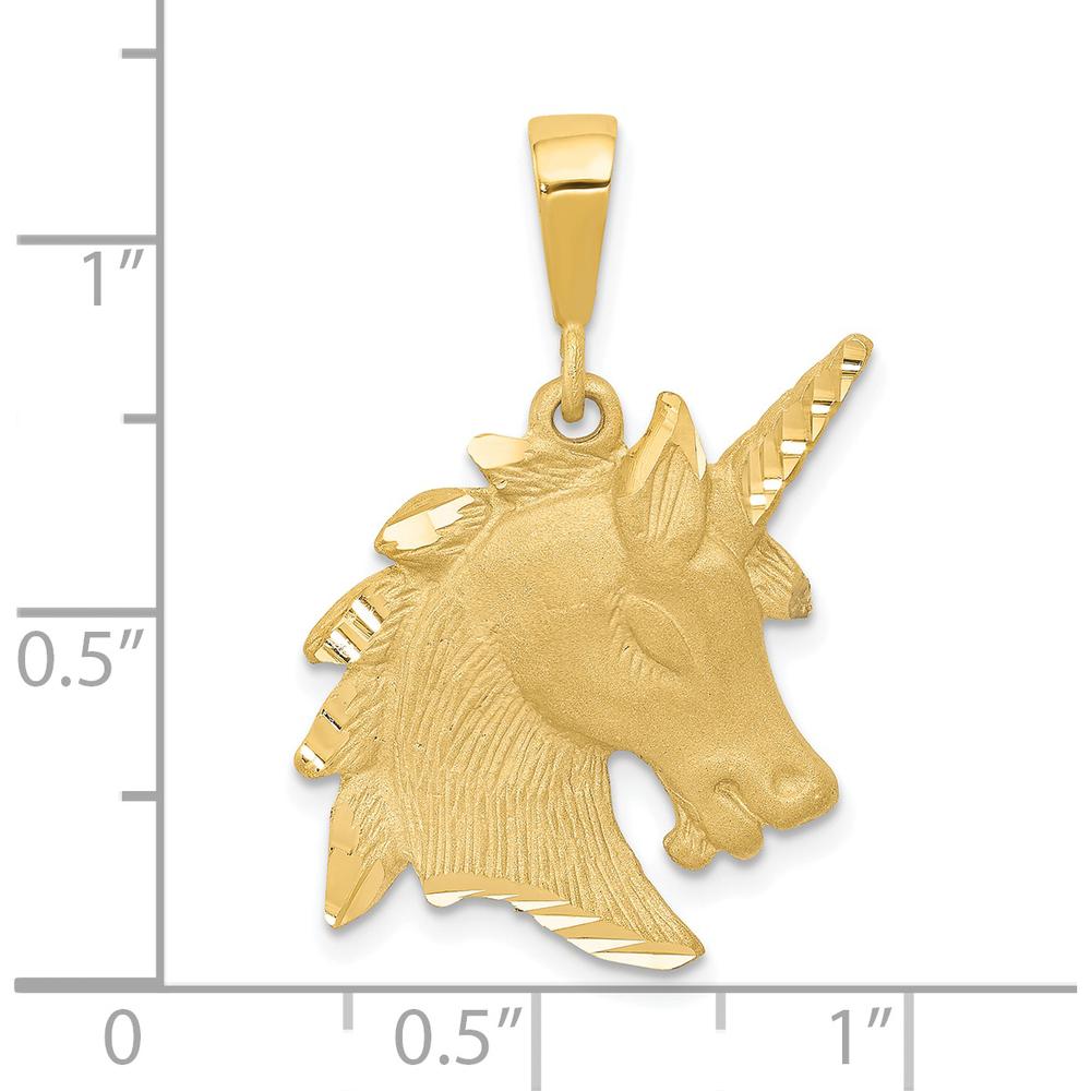14K Yellow Gold Unicorn Head Charm with Diamond-Cut Texture by Oro Pregiato