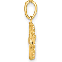 14K Yellow Gold Unicorn in Moon Pendant Charm with Rhodium Accents by Oro Pregiato