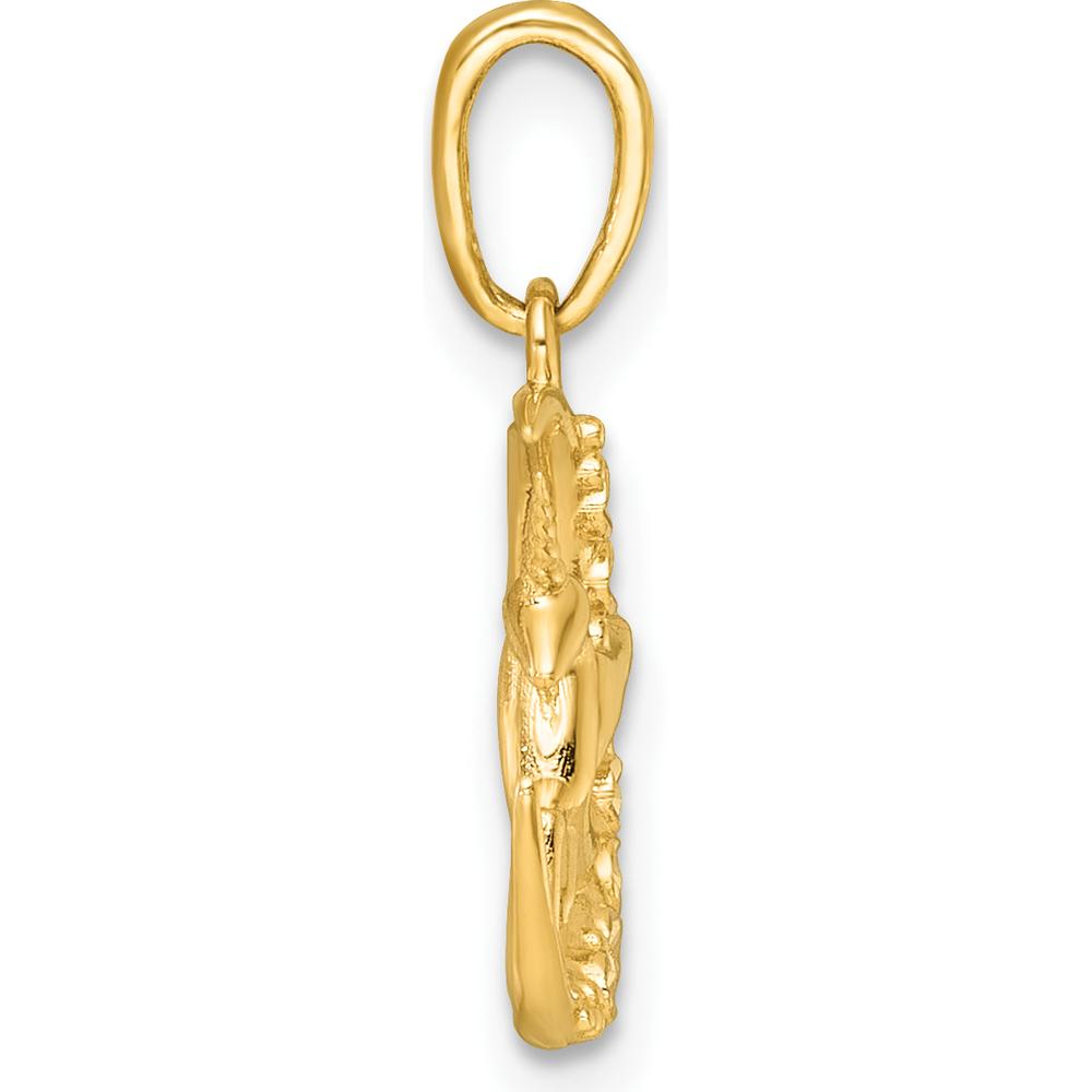 14K Yellow Gold Unicorn in Moon Pendant Charm with Rhodium Accents by Oro Pregiato