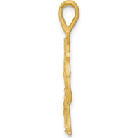 14K Yellow Gold Unicorn Pendant with Diamond-Cut Texture and Brushed Finish - 28mm Length by Oro Pregiato