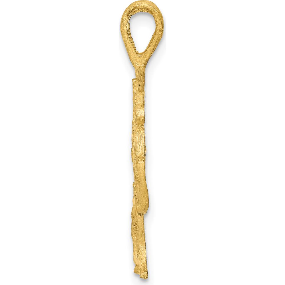 14K Yellow Gold Unicorn Pendant with Diamond-Cut Texture and Brushed Finish - 28mm Length by Oro Pregiato