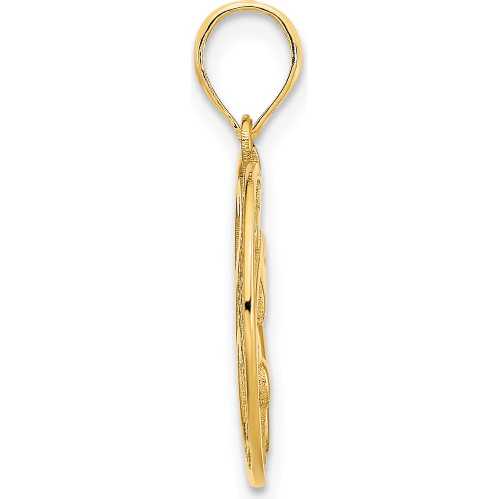 14K Yellow Gold Unicorn Pendant with Textured Back and Polished Finish - 22.5mm Length by Oro Pregiato