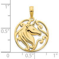 14K Yellow Gold Unicorn Pendant with Textured Back and Polished Finish - 22.5mm Length by Oro Pregiato