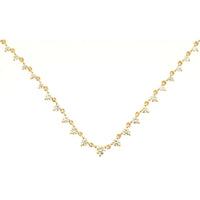 14K Yellow Gold V-Shape Station Necklace with Prong-Set Round Brilliant Diamonds - 1.00 Carat Total Diamond Weight - Royal Jewelry