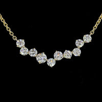 14K Yellow Gold V-Shaped Special Necklace with 1.75 Carat Total Weight Round Brilliant Cut Lab Diamonds in Prong Settings - Covaloro Fine Jewelry