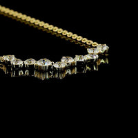 14K Yellow Gold V-Shaped Special Necklace with 1.75 Carat Total Weight Round Brilliant Cut Lab Diamonds in Prong Settings - Covaloro Fine Jewelry