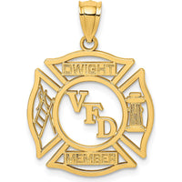 14K Yellow Gold VFD Dwight Member In Shield Charm - Polished Finish by Oro Pregiato
