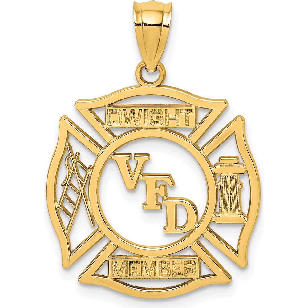 14K Yellow Gold VFD Dwight Member In Shield Charm - Polished Finish by Oro Pregiato