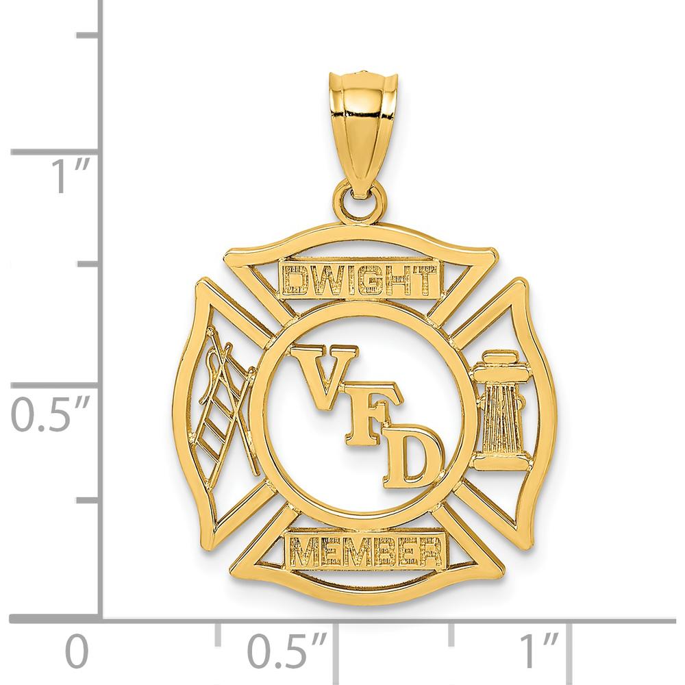 14K Yellow Gold VFD Dwight Member In Shield Charm - Polished Finish by Oro Pregiato