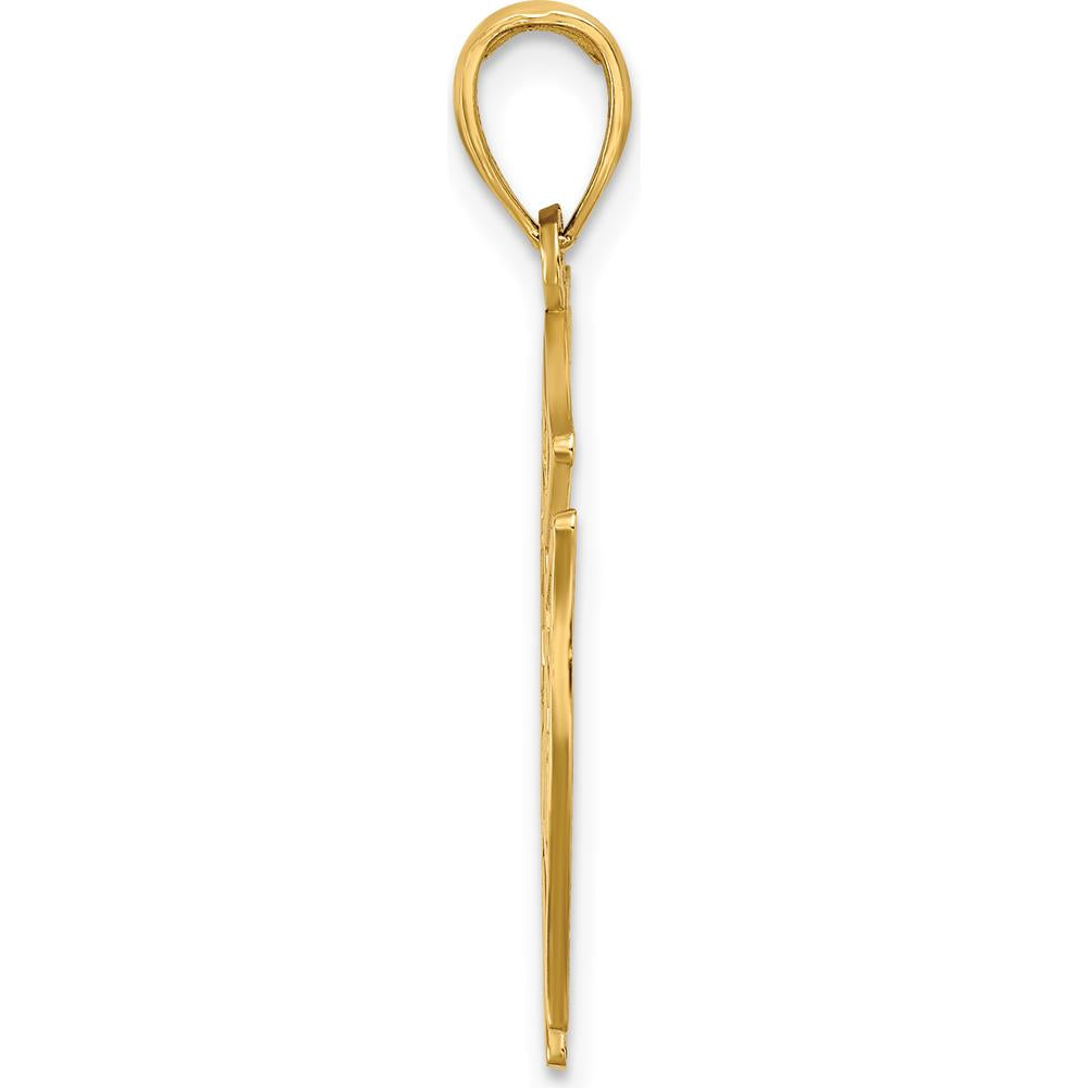 14K Yellow Gold VFD Ladies AUX Shield Charm Pendant by Oro Pregiato