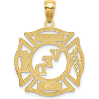 14K Yellow Gold VFD Ladies AUX Shield Charm Pendant by Oro Pregiato