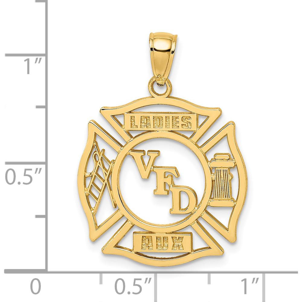 14K Yellow Gold VFD Ladies AUX Shield Charm Pendant by Oro Pregiato