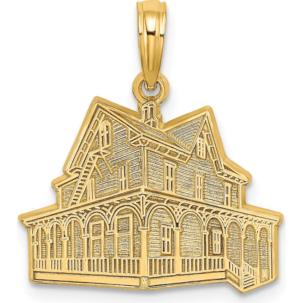 14K Yellow Gold Victorian Rose Cape May Charm Pendant - 22.2mm Length by Oro Pregiato