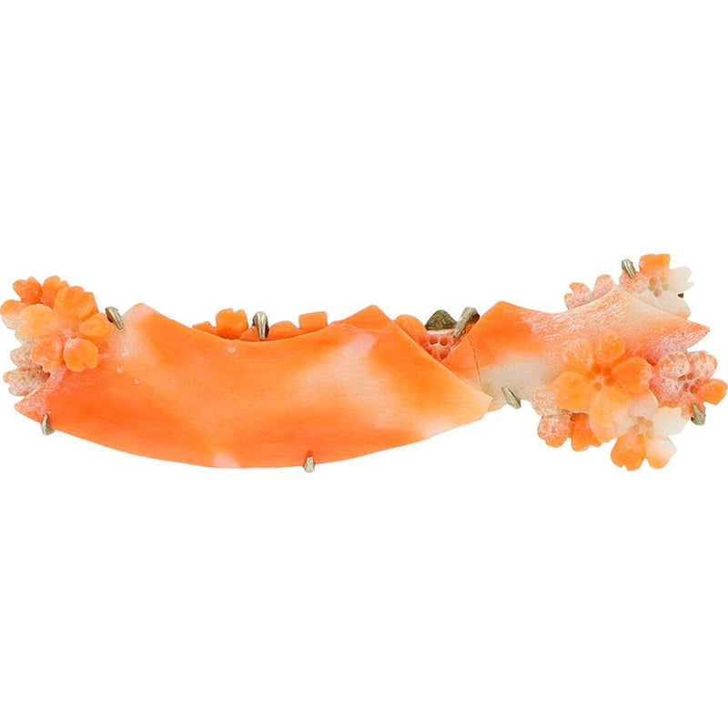 14K Yellow Gold Vintage Coral Bar Brooch - Nature - Inspired Elegant Design