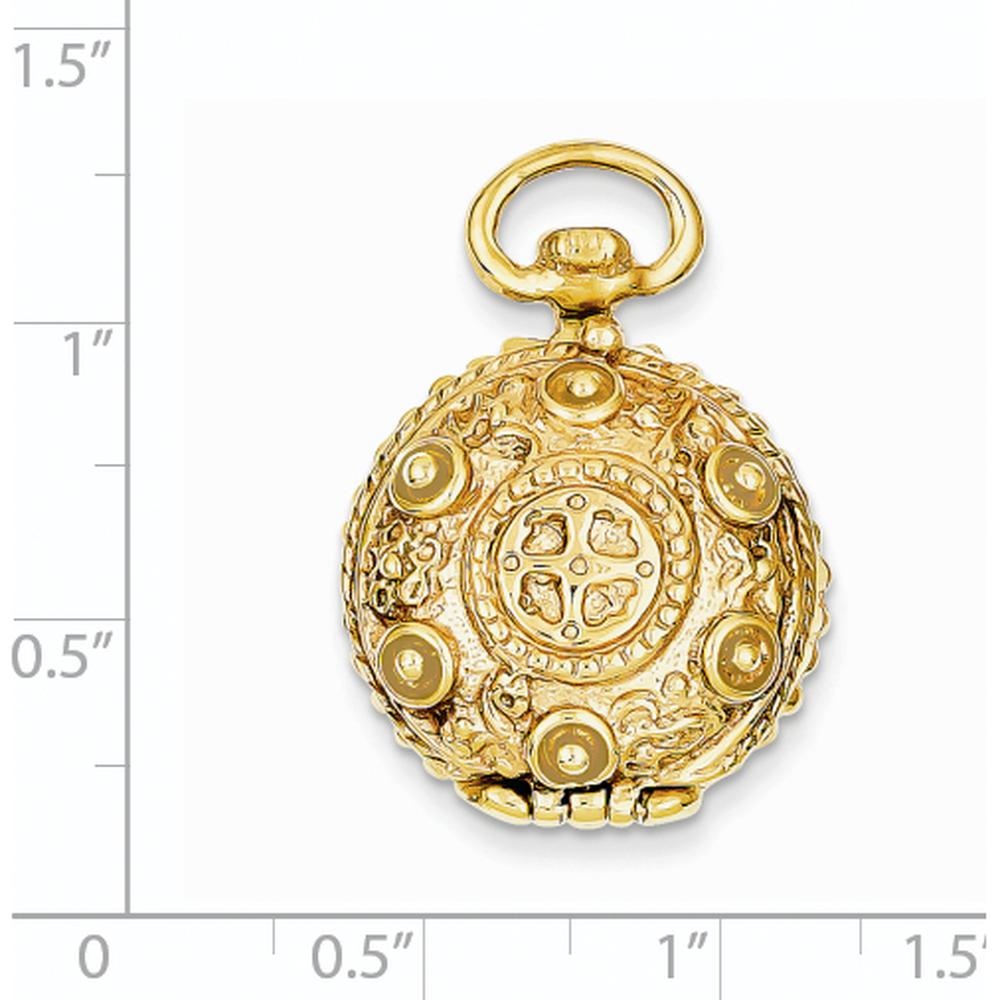 14K Yellow Gold Vintage Fancy Domed 20mm Round Locket with Reversible Design and Textured Finish