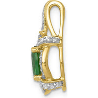 14K Yellow Gold Vintage Halo Pendant with Oval Emerald and Round Diamonds - 0.89 Carat Emerald, 0.14 Carat Total Diamond Weight by Lumare Gioia