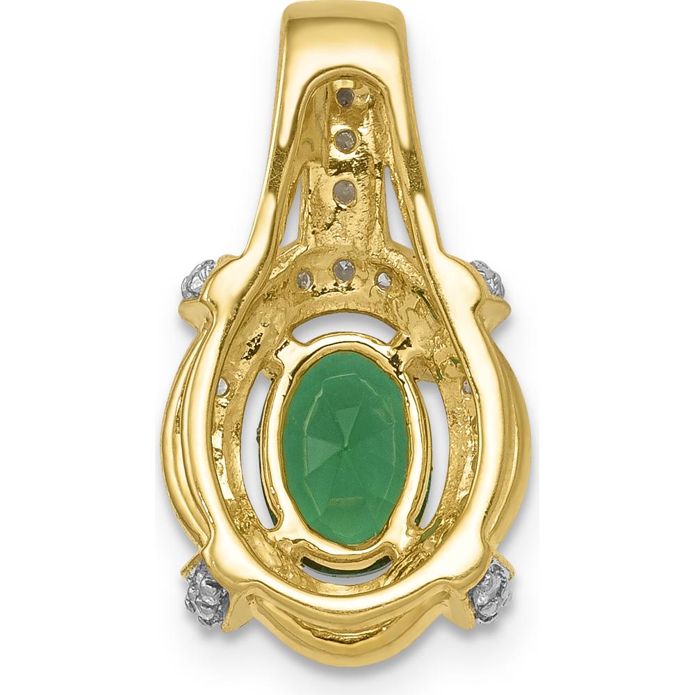 14K Yellow Gold Vintage Halo Pendant with Oval Emerald and Round Diamonds - 0.89 Carat Emerald, 0.14 Carat Total Diamond Weight by Lumare Gioia