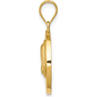 14K Yellow Gold Virgin Mary Pendant with Brushed and Polished Finish - 26mm Length by Oro Pregiato