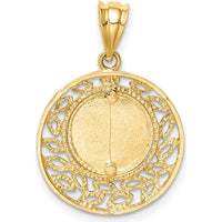 14K Yellow Gold Virgin Mary Pendant with Brushed and Polished Finish - 26mm Length by Oro Pregiato