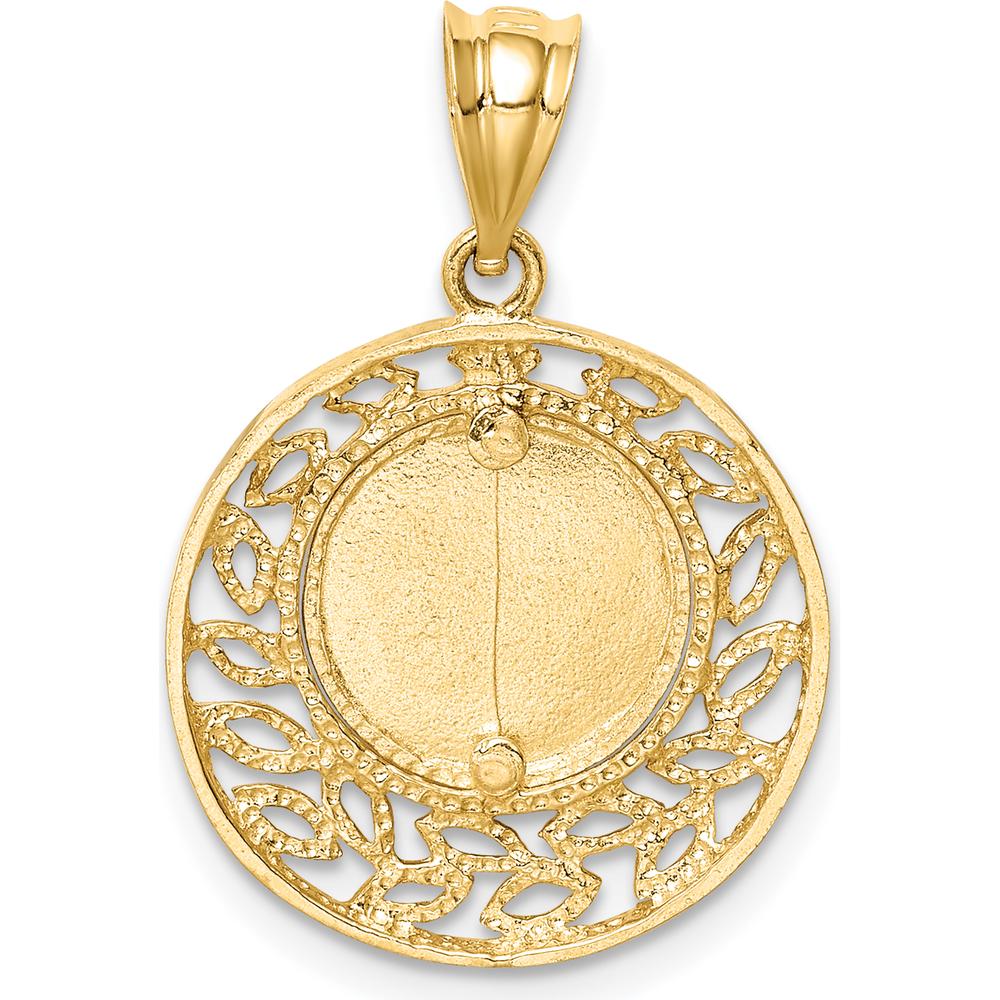 14K Yellow Gold Virgin Mary Pendant with Brushed and Polished Finish - 26mm Length by Oro Pregiato