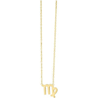 14K Yellow Gold Virgo Zodiac Necklace with Polished Virgo Symbol - 1.40 Gram Weight, 18" Chain by Orozza Fine Jewelry