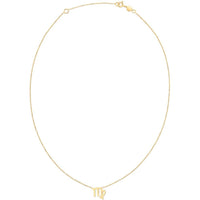 14K Yellow Gold Virgo Zodiac Necklace with Polished Virgo Symbol - 1.40 Gram Weight, 18" Chain by Orozza Fine Jewelry