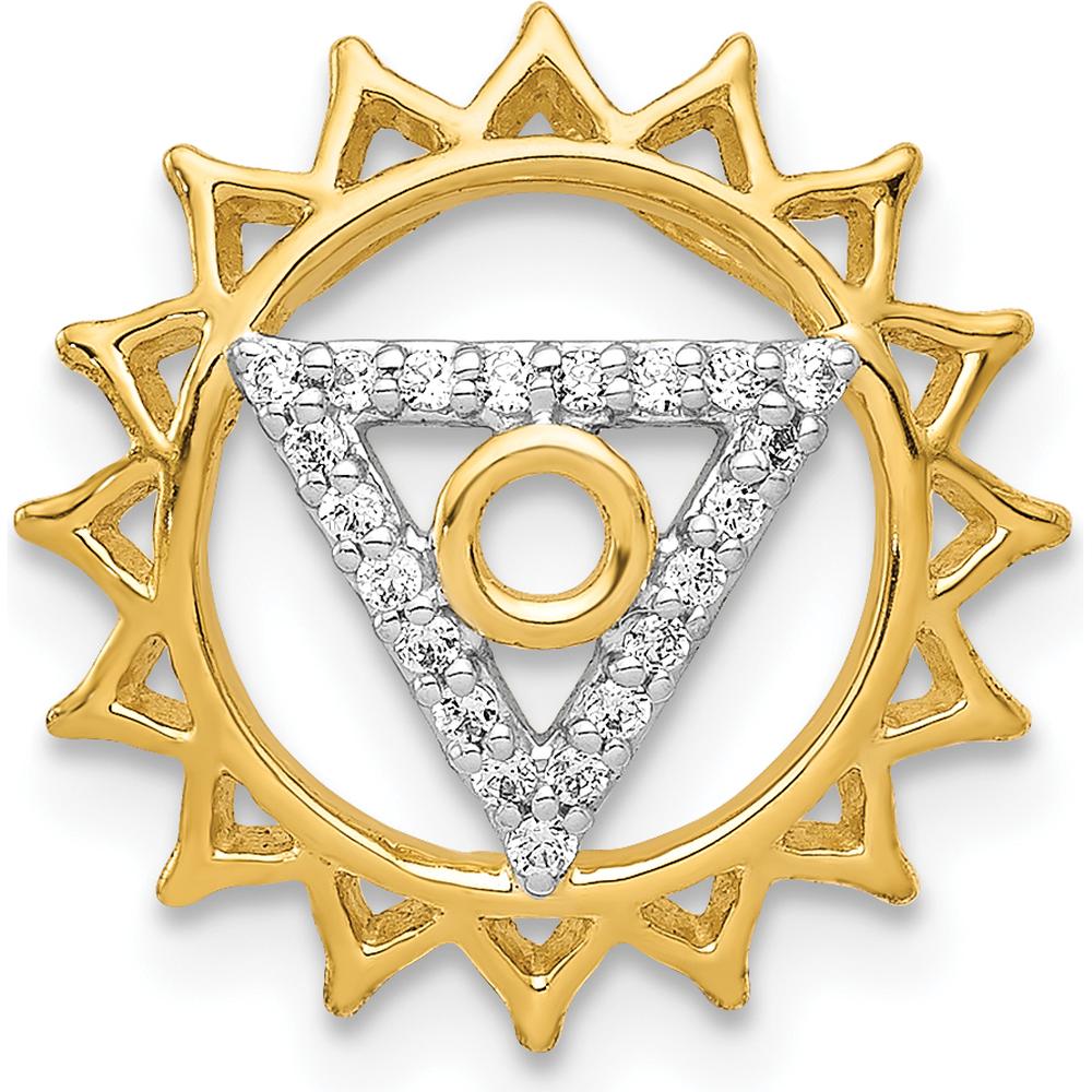 14K Yellow Gold Vishuddha Throat Chakra Chain Slide with Diamond Accents - 0.009 Carat Total Diamond Weight by Monteluci Fine Jewelry