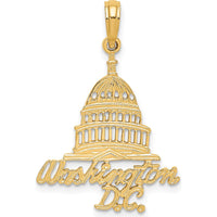 14K Yellow Gold Washington D.C. Capitol Building Charm with Textured Dome Design by Oro Pregiato