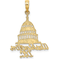 14K Yellow Gold Washington D.C. Capitol Building Charm with Textured Dome Design by Oro Pregiato