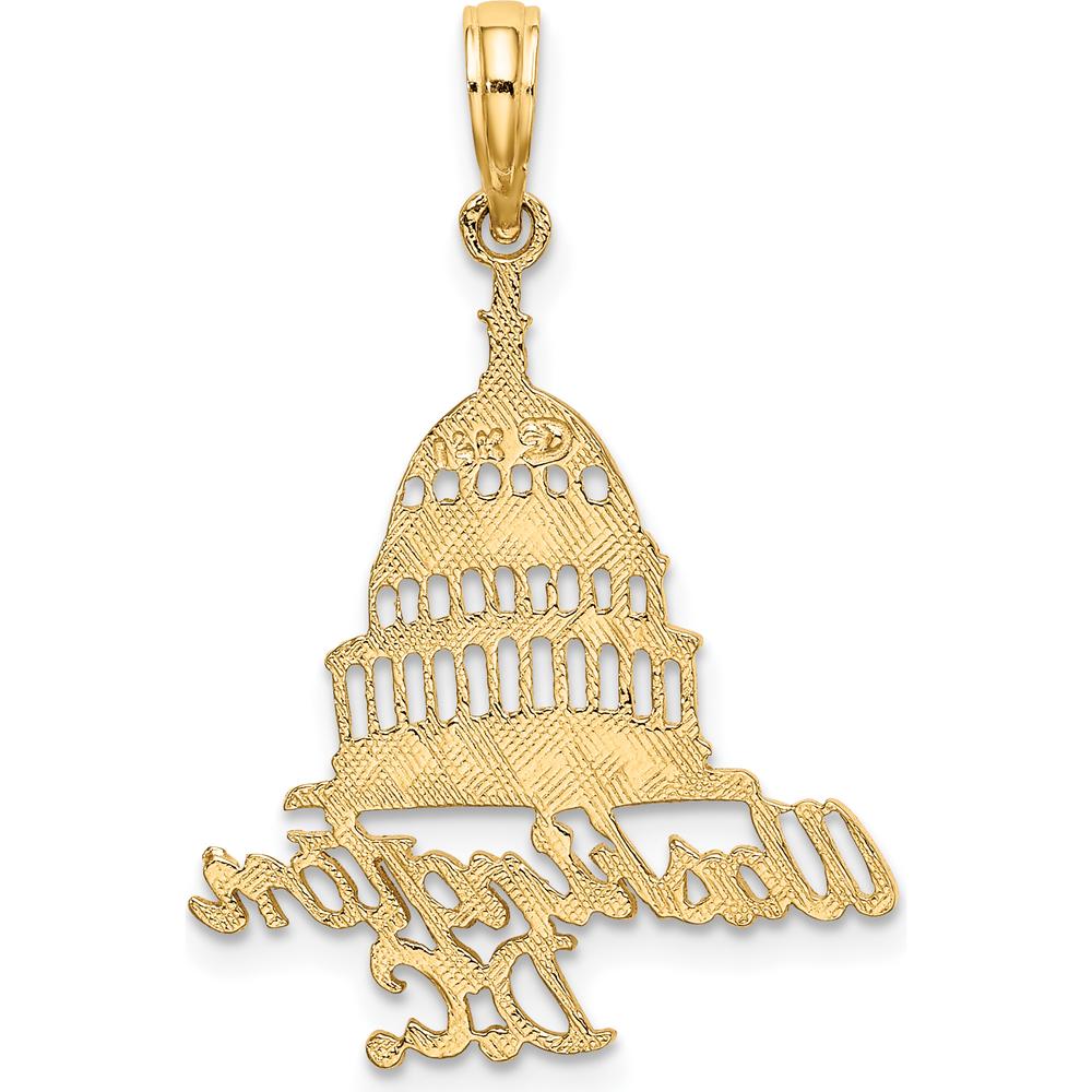 14K Yellow Gold Washington D.C. Capitol Building Charm with Textured Dome Design by Oro Pregiato