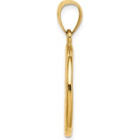 14K Yellow Gold Washington D.C. Circle Charm Pendant - Polished & Textured Design by Oro Pregiato
