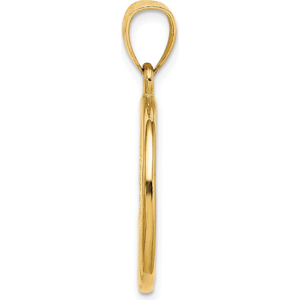 14K Yellow Gold Washington D.C. Circle Charm Pendant - Polished & Textured Design by Oro Pregiato