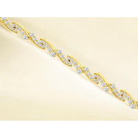 14K Yellow Gold Wave Bracelet with Prong-Set Round Diamonds - 2.00 Carat Total Diamond Weight - Royal Jewelry