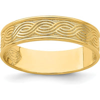 14K Yellow Gold Wave Engraved Thumb Ring for Women - Fashion Statement Piece by 0