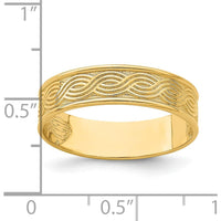 14K Yellow Gold Wave Engraved Thumb Ring for Women - Fashion Statement Piece by 0