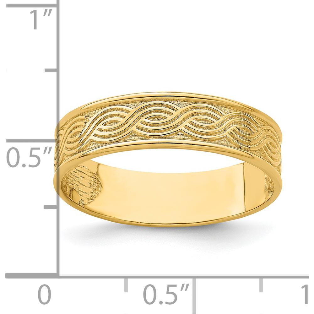 14K Yellow Gold Wave Engraved Thumb Ring for Women - Fashion Statement Piece by 0