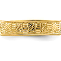 14K Yellow Gold Wave Engraved Thumb Ring for Women - Fashion Statement Piece by 0