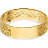 14K Yellow Gold Wave Engraved Thumb Ring for Women - Fashion Statement Piece by 0