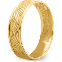 14K Yellow Gold Wave Engraved Thumb Ring for Women - Fashion Statement Piece by 0