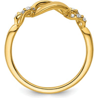14K Yellow Gold Wavy Oval Fashion Ring with Prong-Set Round Diamonds - 0.10 Carat Total Diamond Weight by 0