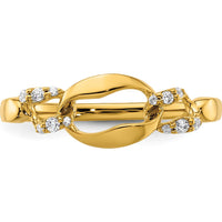 14K Yellow Gold Wavy Oval Fashion Ring with Prong-Set Round Diamonds - 0.10 Carat Total Diamond Weight by 0