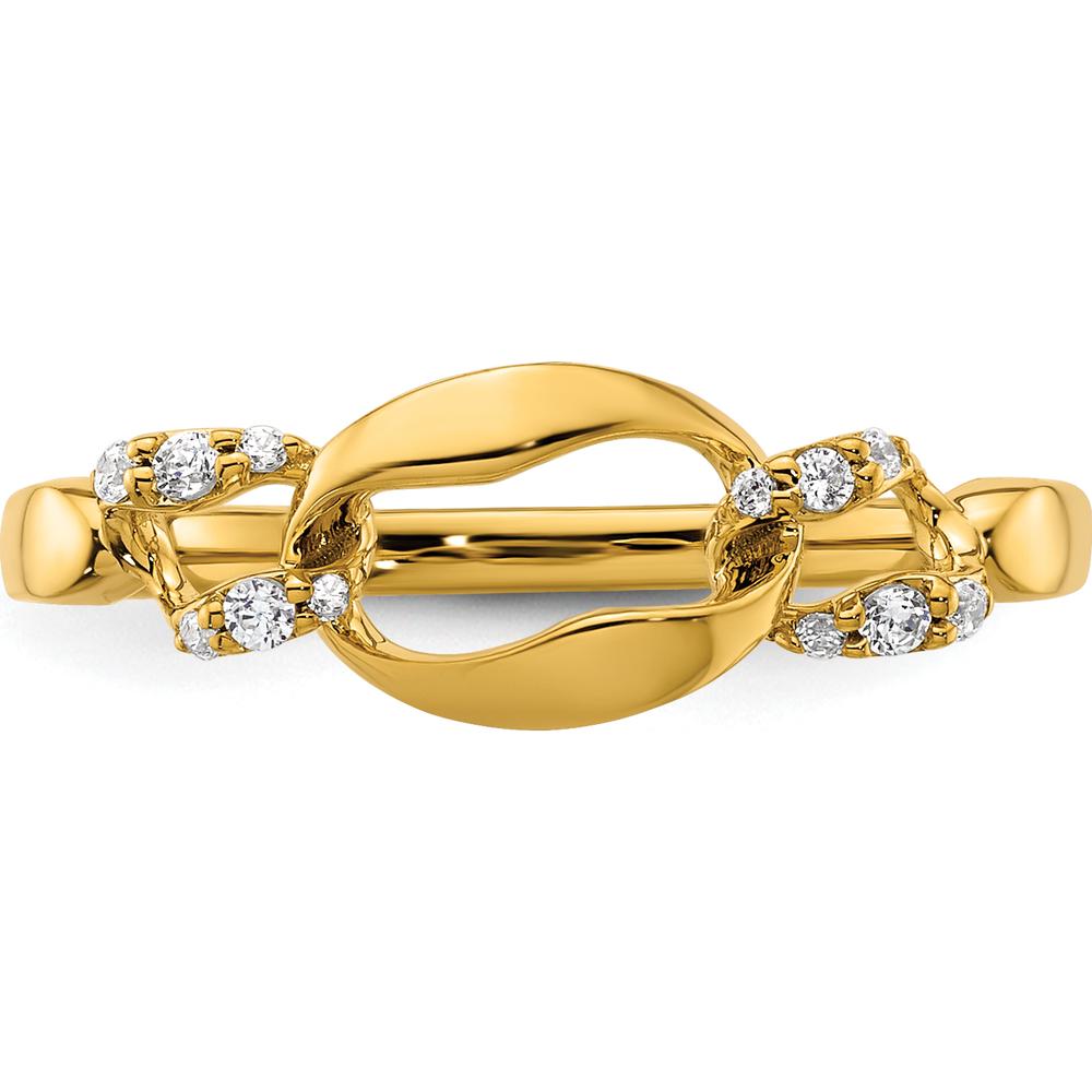 14K Yellow Gold Wavy Oval Fashion Ring with Prong-Set Round Diamonds - 0.10 Carat Total Diamond Weight by 0