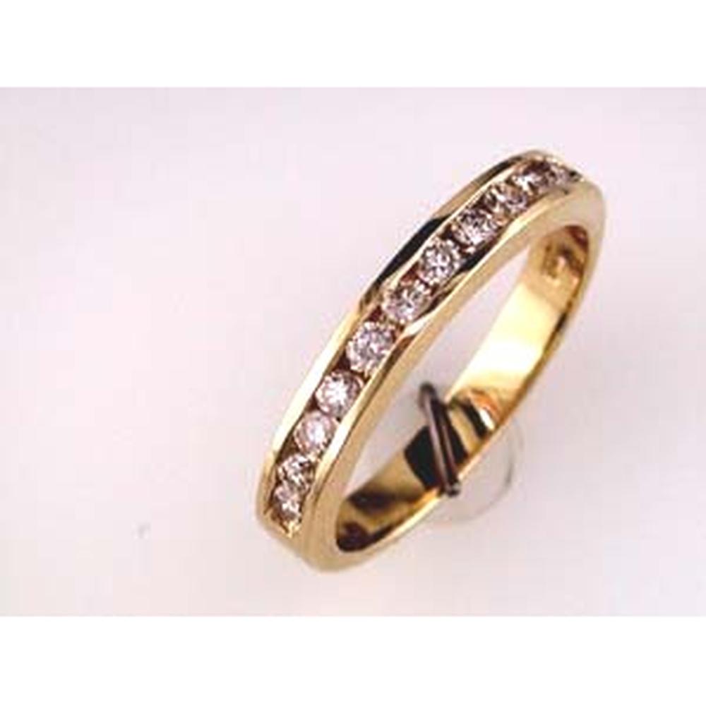 14K Yellow Gold Wedding Band with Channel Set Round Diamonds - 0.40 Carat Total Diamond Weight - Royal Jewelry