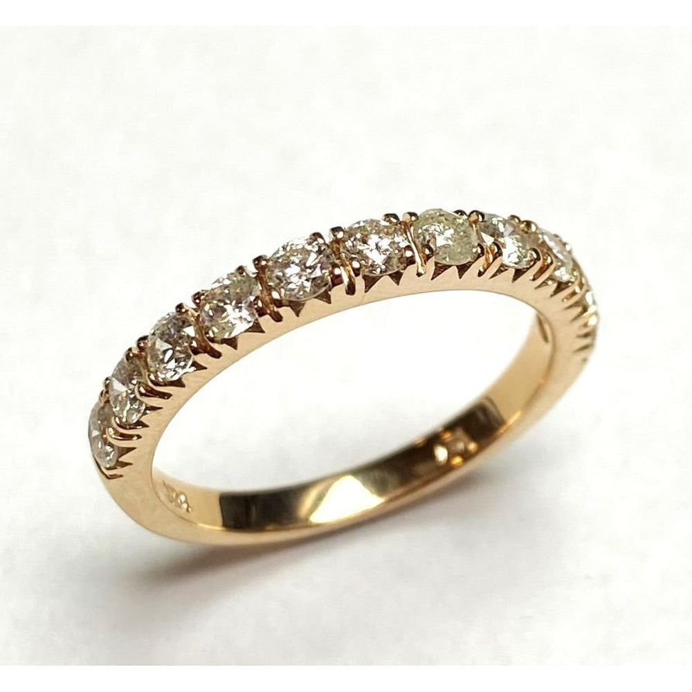 14K Yellow Gold Wedding Band with Prong Set Round Brilliant Cut Diamonds - 0.84 Carat Total Diamond Weight by Auriventus