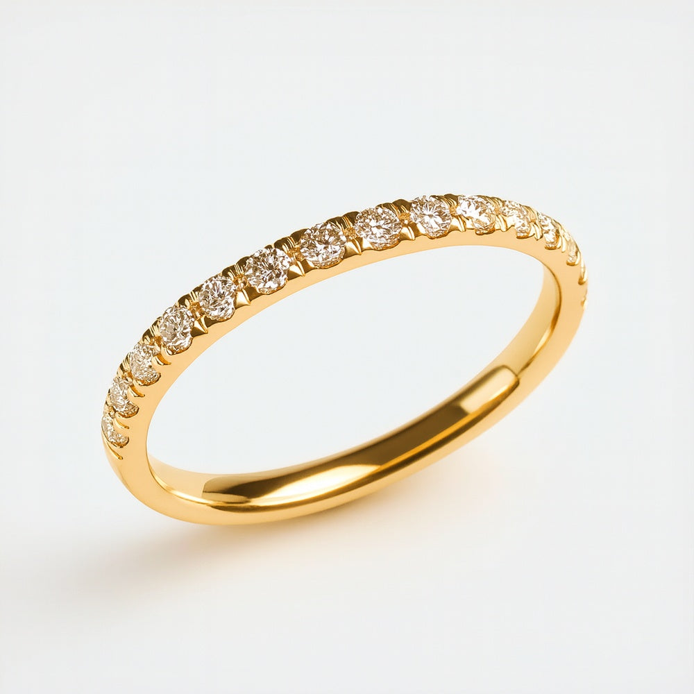 14K Yellow Gold Wedding Band with Prong-Set Round Diamonds - 0.35 Carat Total Diamond Weight by Auriventus