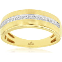 14K Yellow Gold Wedding Band with Round Diamonds - 0.14 Carat Total Diamond Weight - Royal Jewelry