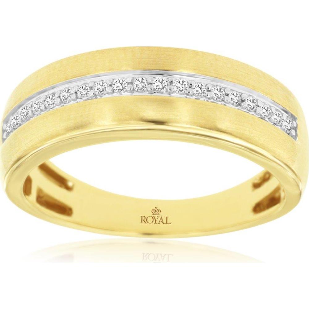 14K Yellow Gold Wedding Band with Round Diamonds - 0.14 Carat Total Diamond Weight - Royal Jewelry